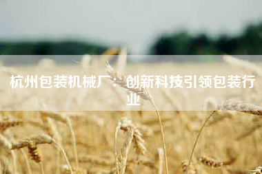 杭州包装机械厂：创新科技引领包装行业