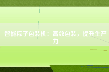 智能粽子包装机：高效包装，提升生产力