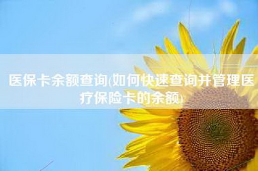 医保卡余额查询(如何快速查询并管理医疗保险卡的余额)