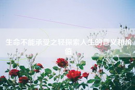 生命不能承受之轻探索人生的意义和价值