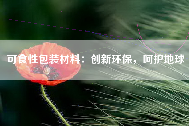 可食性包装材料：创新环保，呵护地球